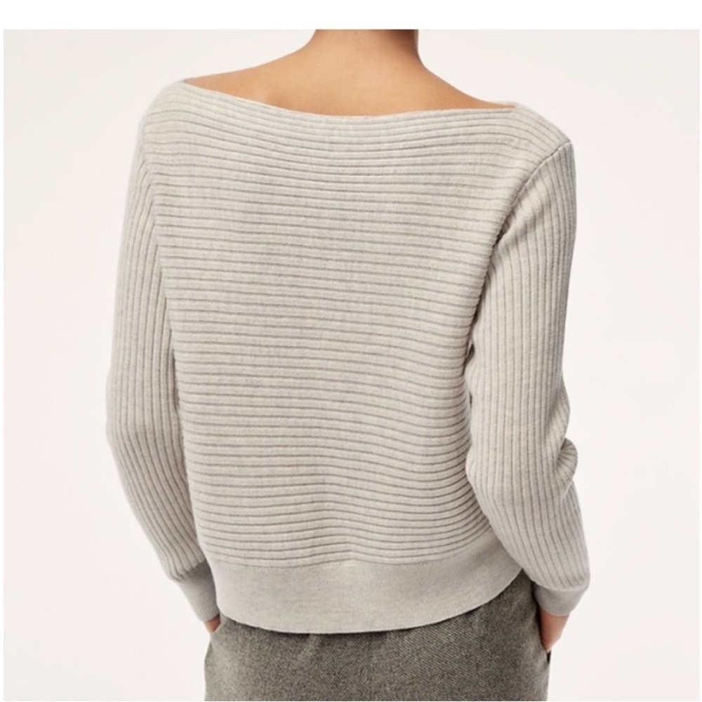 BABATON Aritzia Luc Sweater Ribbed-knit M boatneck flawless smoke and pet free - Picture 3 of 7